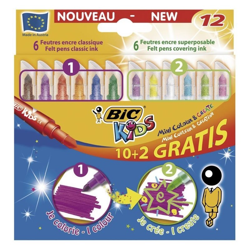 Flamastry Mini Colour&Create 10+2 893238 zmywalne BIC