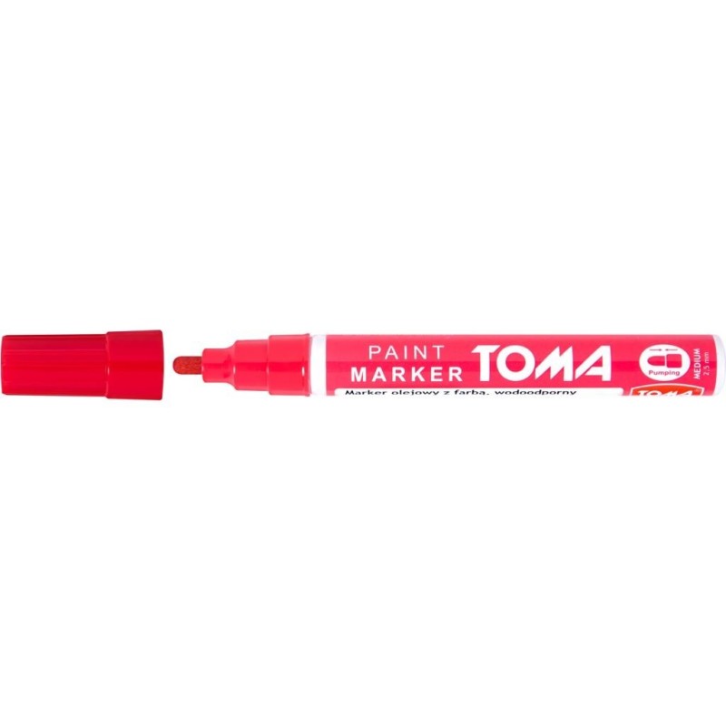 Marker olejowy z farbą, końcówka 2,5mm - czerwone Toma