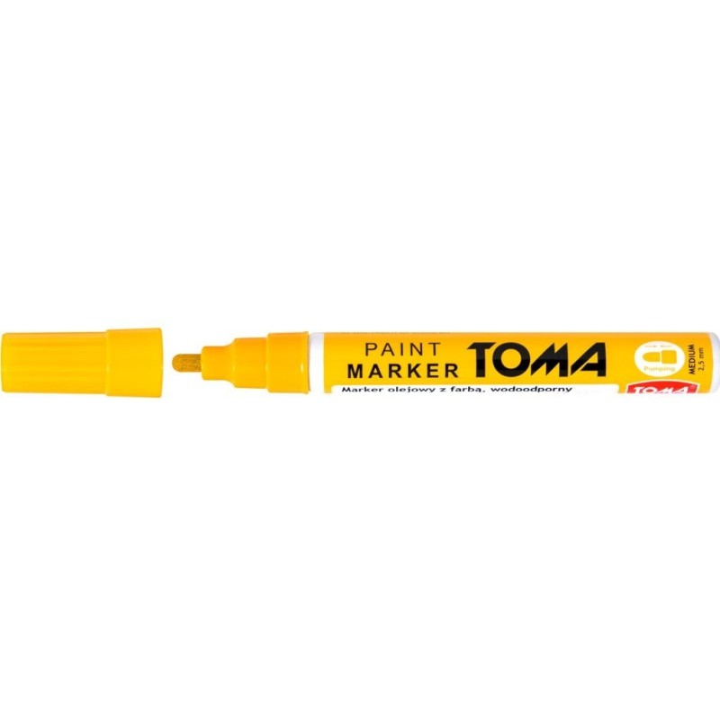 Marker olejowy z farbą, końcówka 2,5mm - żołte Toma