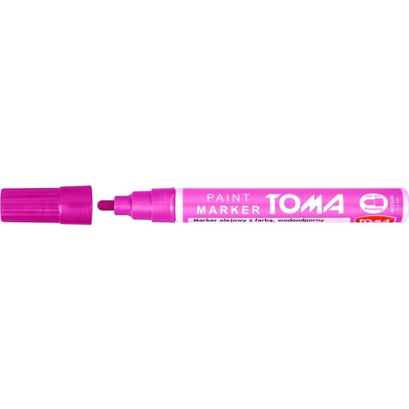 Marker olejowy z farbą, końcówka 2,5mm - różowy Toma