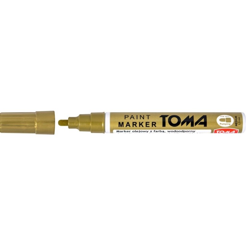 Marker olejowy z farbą, końcówka 2,5mm - złote Toma