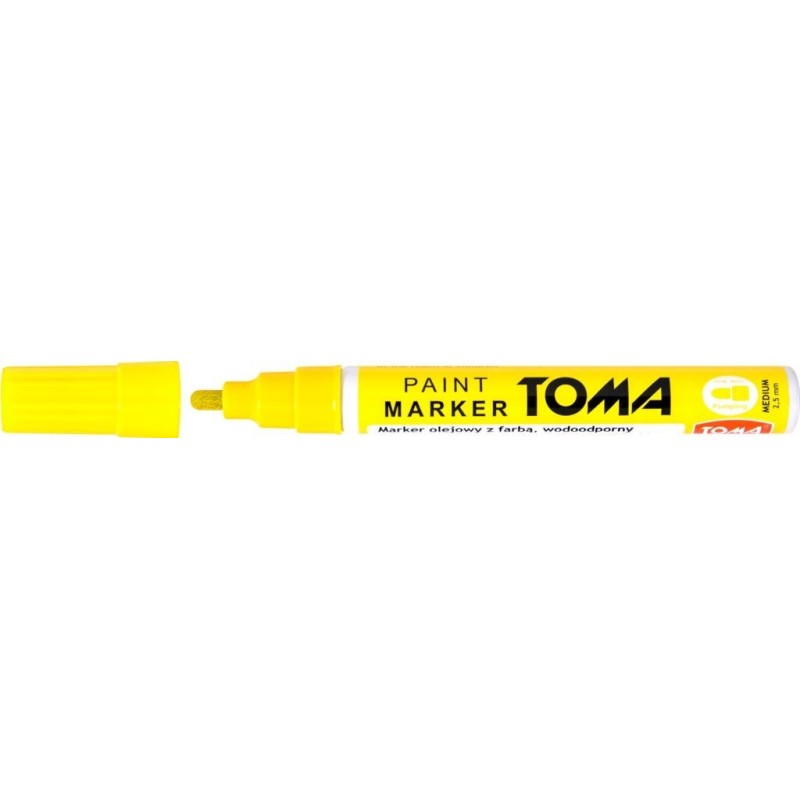 Marker olejowy z farbą, końcówka 2,5mm - żółty neon Toma