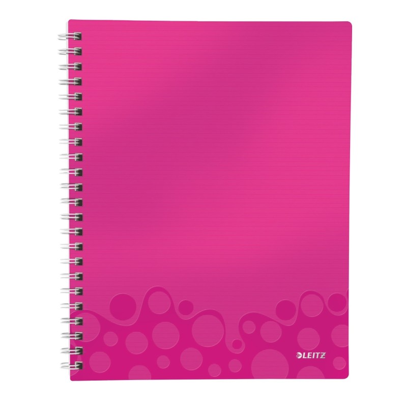 Notatnik z folderem 'Get organised' Leitz WOW PP, A4 80k Metaliczny różowy