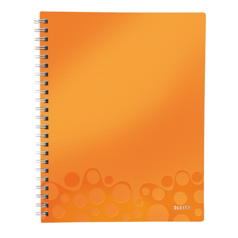 Notatnik z folderem 'Get organised' Leitz WOW PP, A4 80k Metaliczny pomarańczowy