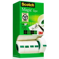 Zestaw 12 sztuk Taśmy Scotch® Magic™ 19mm x33m, w kartonowym podajniku + 2 rolki GRATIS 8-1933R14 TPR 3M